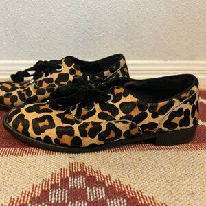 Shelly's London calf hair leopard print oxford sz9